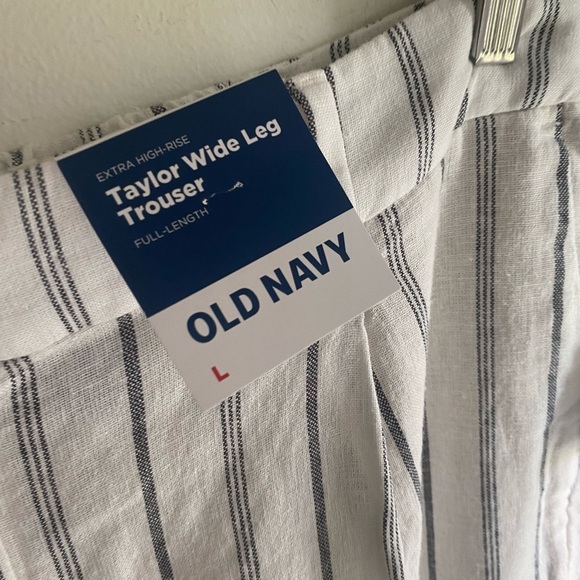 NWT Old Navy Extra High Waisted Linen Blend Taylor Wide-Leg Trouser Pants Size L - Picture 5 of 11